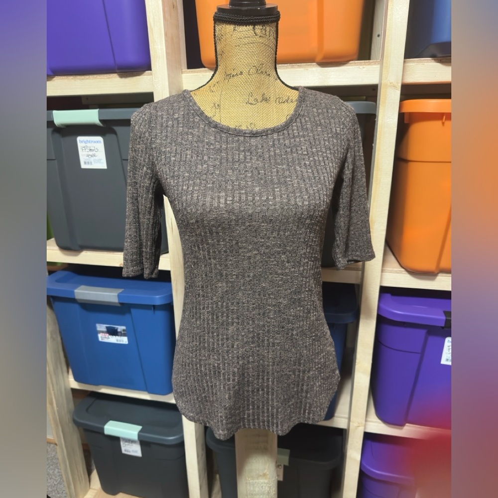 Apt. 9 Charcoal Ribbed Knit Top